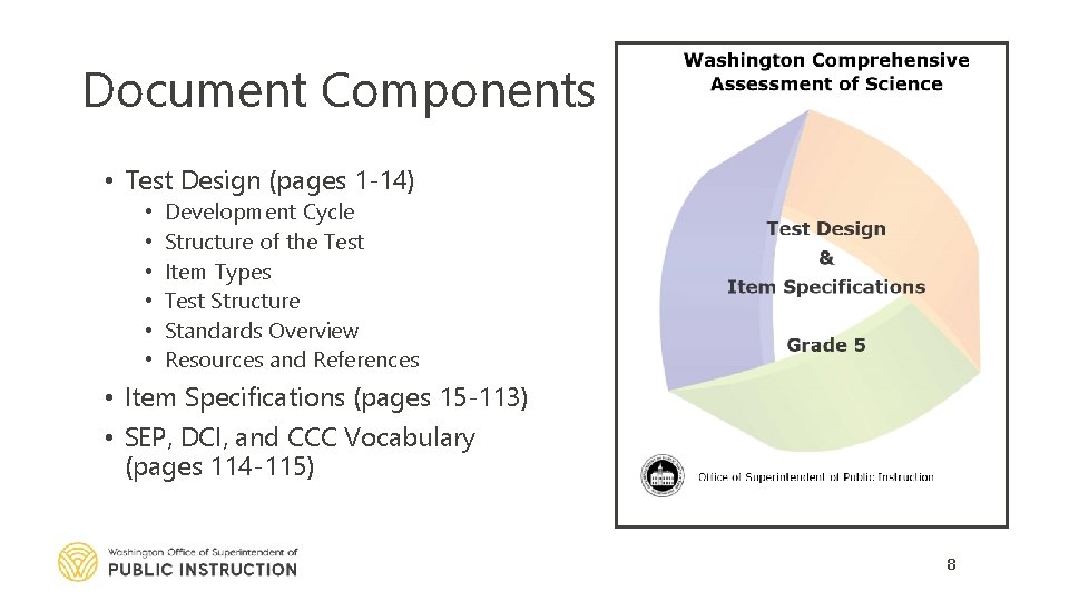Document Components • Test Design (pages 1 -14) • • • Development Cycle Structure
