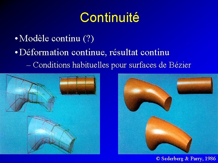 Continuité • Modèle continu (? ) • Déformation continue, résultat continu – Conditions habituelles