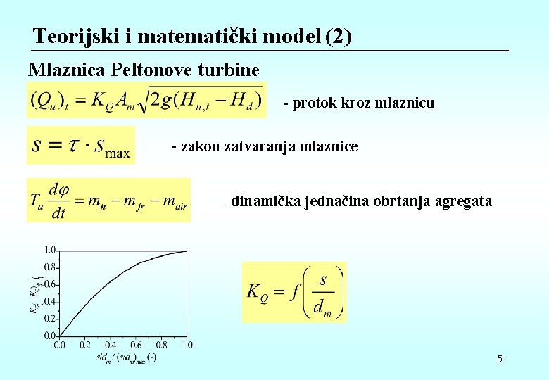 Teorijski i matematički model (2) Mlaznica Peltonove turbine - protok kroz mlaznicu - zakon