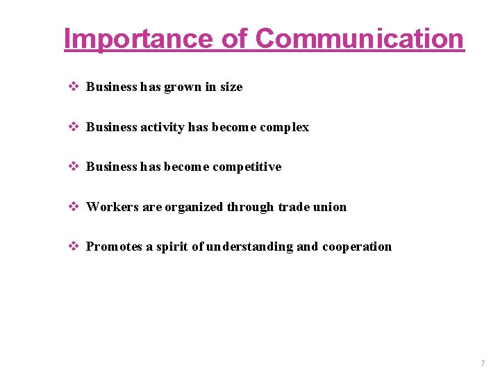 Importance of Communication v Business has grown in size v Business activity has become