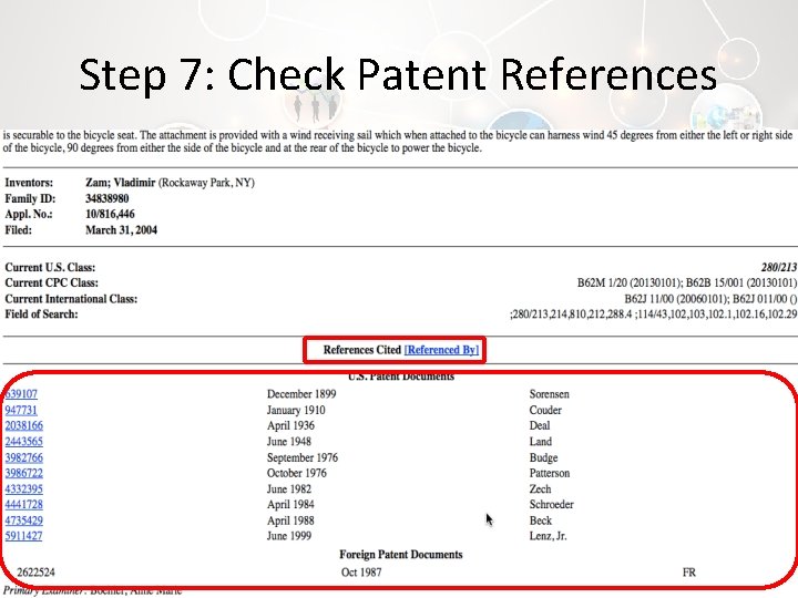 Step 7: Check Patent References 