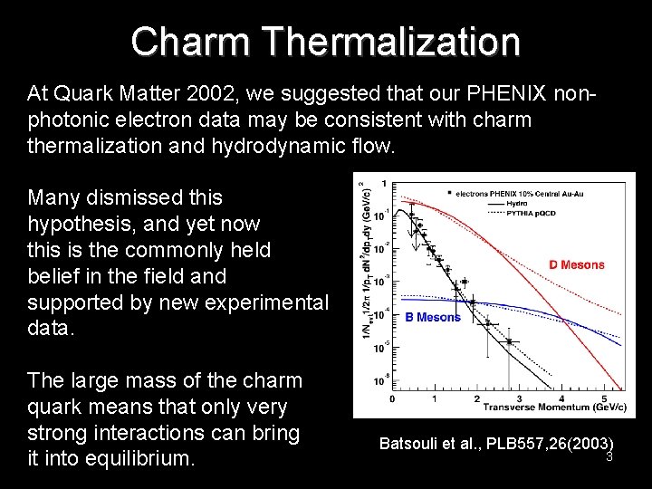 Charm Thermalization At Quark Matter 2002, we suggested that our PHENIX nonphotonic electron data