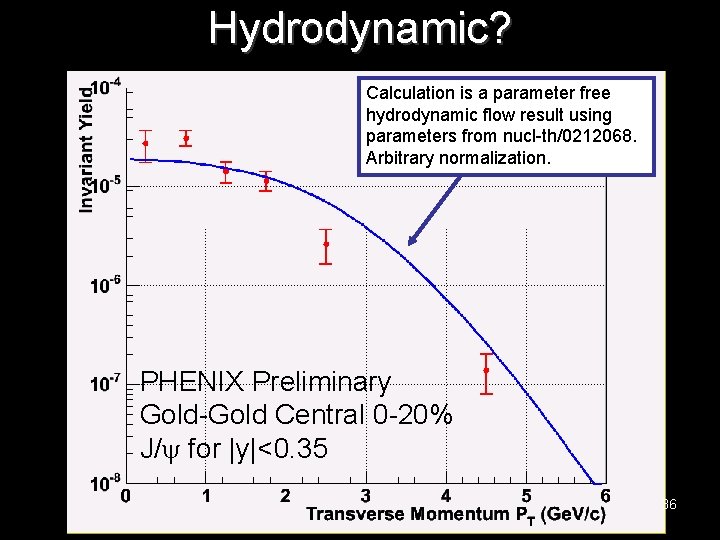 Hydrodynamic? Calculation is a parameter free hydrodynamic flow result using parameters from nucl-th/0212068. Arbitrary