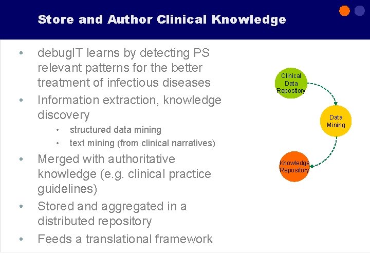 Store and Author Clinical Knowledge • • debug. IT learns by detecting PS relevant