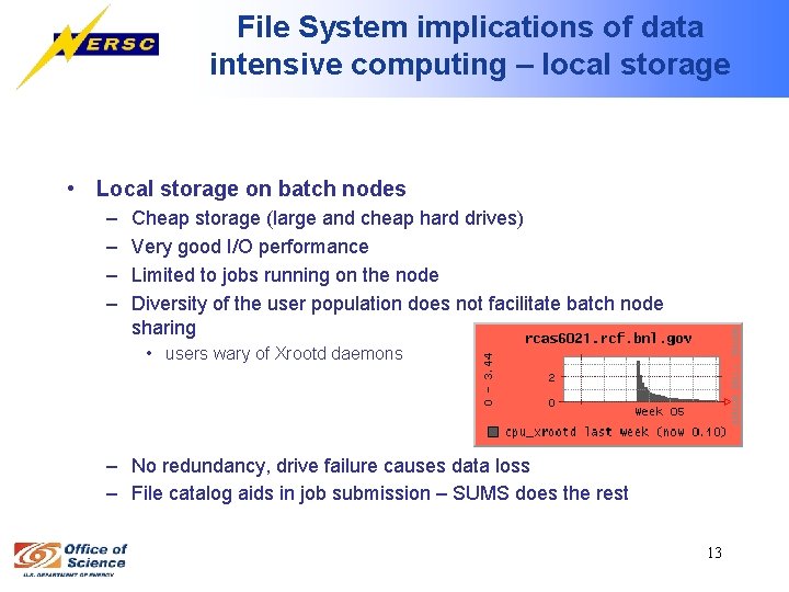 File System implications of data intensive computing – local storage • Local storage on