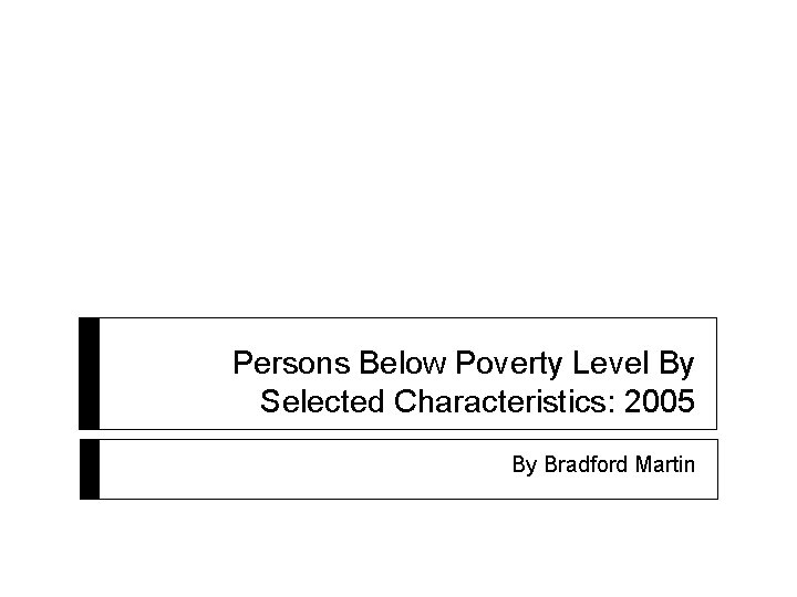 Persons Below Poverty Level By Selected Characteristics: 2005 By Bradford Martin 