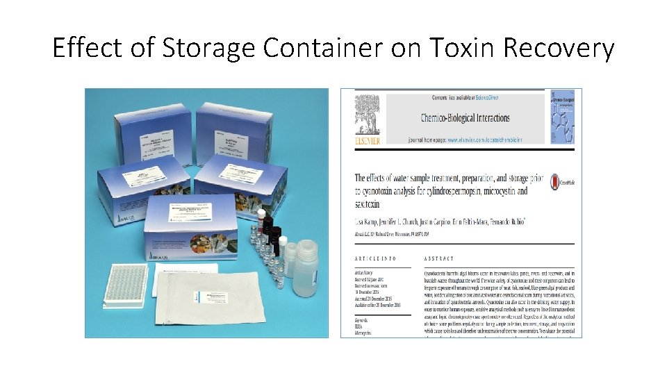 Effect of Storage Container on Toxin Recovery 