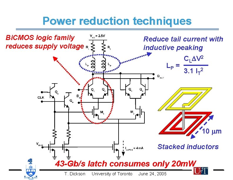 Power reduction techniques Bi. CMOS logic family reduces supply voltage Reduce tail current with
