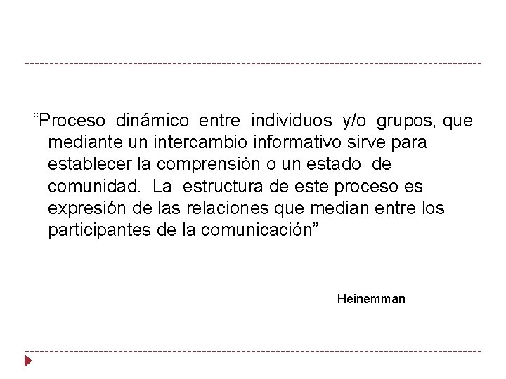 Comunicación “Proceso dinámico entre individuos y/o grupos, que mediante un intercambio informativo sirve para