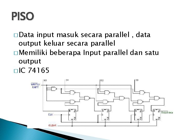 PISO � Data input masuk secara parallel , data output keluar secara parallel �