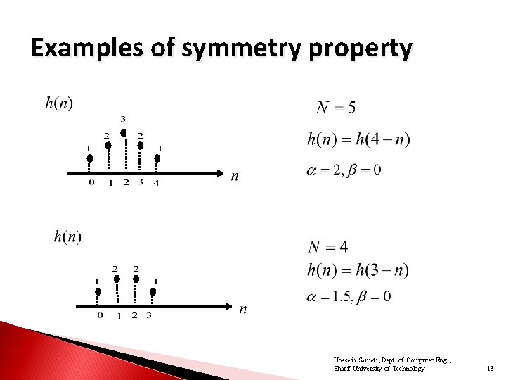 Examples of symmetry property Hossein Sameti, Dept. of Computer Eng. , Sharif University of