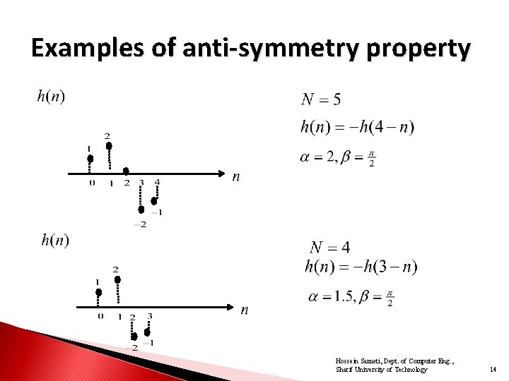 Examples of anti-symmetry property Hossein Sameti, Dept. of Computer Eng. , Sharif University of