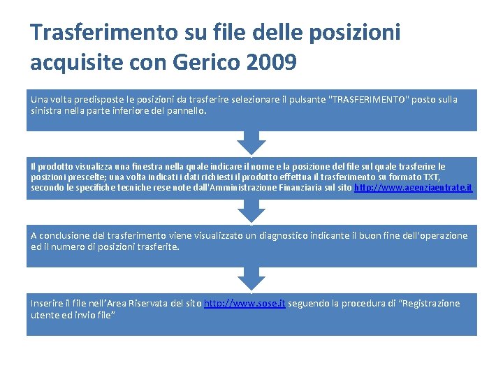 Trasferimento su file delle posizioni acquisite con Gerico 2009 Una volta predisposte le posizioni