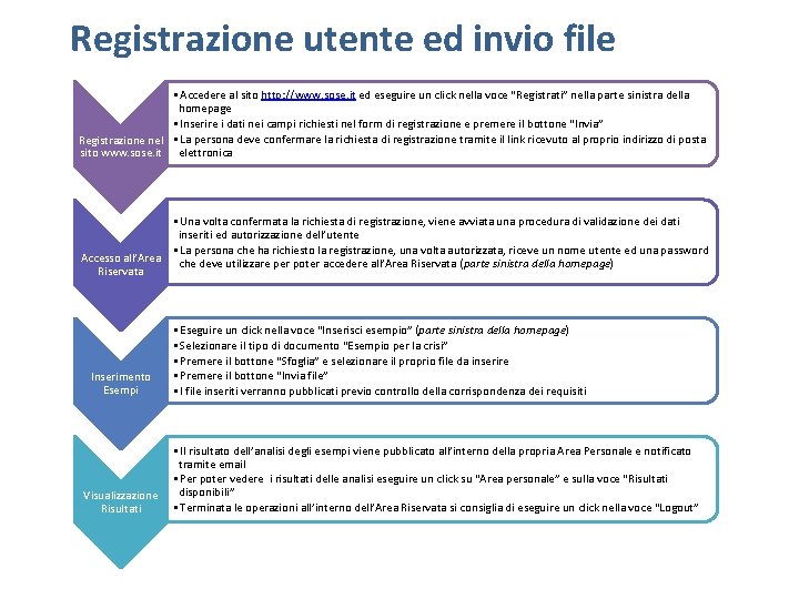 Registrazione utente ed invio file • Accedere al sito http: //www. sose. it ed