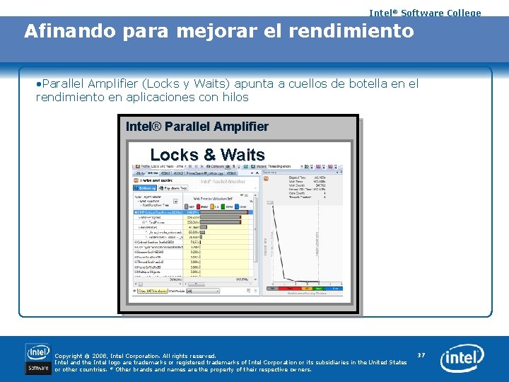 Intel® Software College Afinando para mejorar el rendimiento • Parallel Amplifier (Locks y Waits)