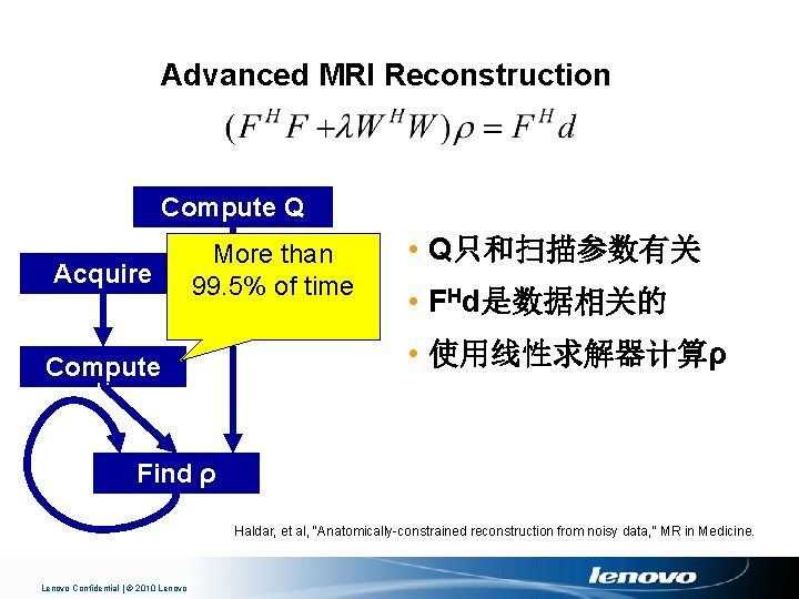 Advanced MRI Reconstruction Compute Q Acquire Data More than 99. 5% of time Compute