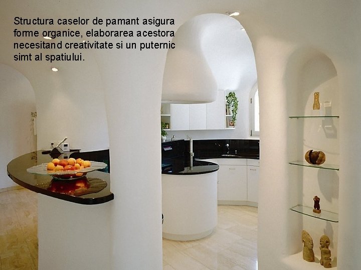 Structura caselor de pamant asigura forme organice, elaborarea acestora necesitand creativitate si un puternic
