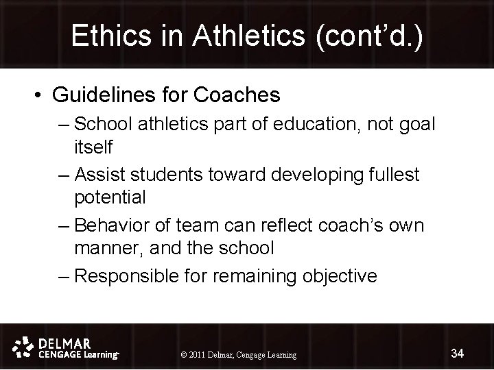 Ethics in Athletics (cont’d. ) • Guidelines for Coaches – School athletics part of Ethics in Athletics (cont’d. ) • Guidelines for Coaches – School athletics part of
