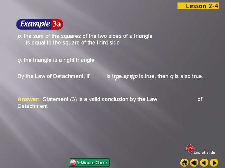 p: the sum of the squares of the two sides of a triangle is