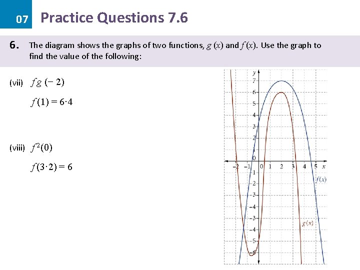 07 6. Practice Questions 7. 6 The diagram shows the graphs of two functions,