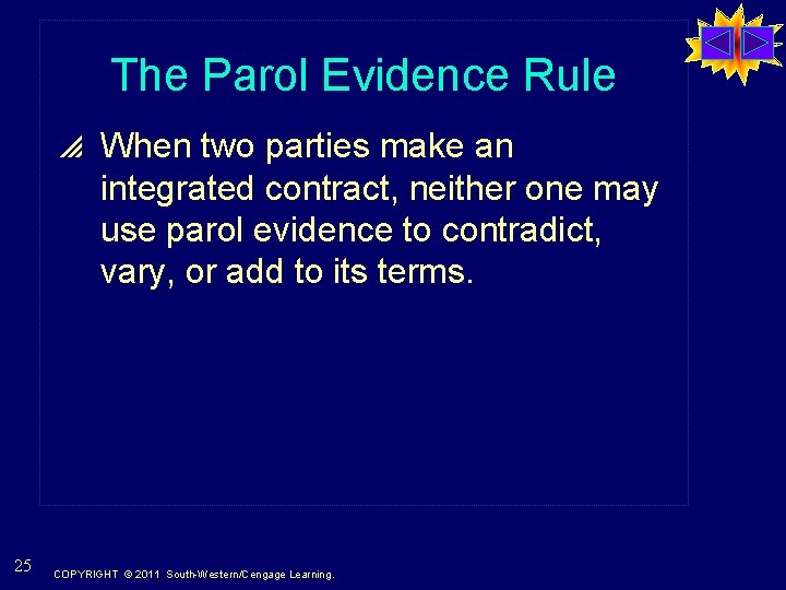 The Parol Evidence Rule p When two parties make an integrated contract, neither one