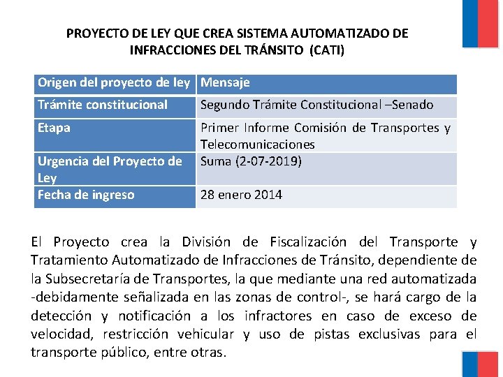 Proyecto de ley que crea un Sistema Automatizado