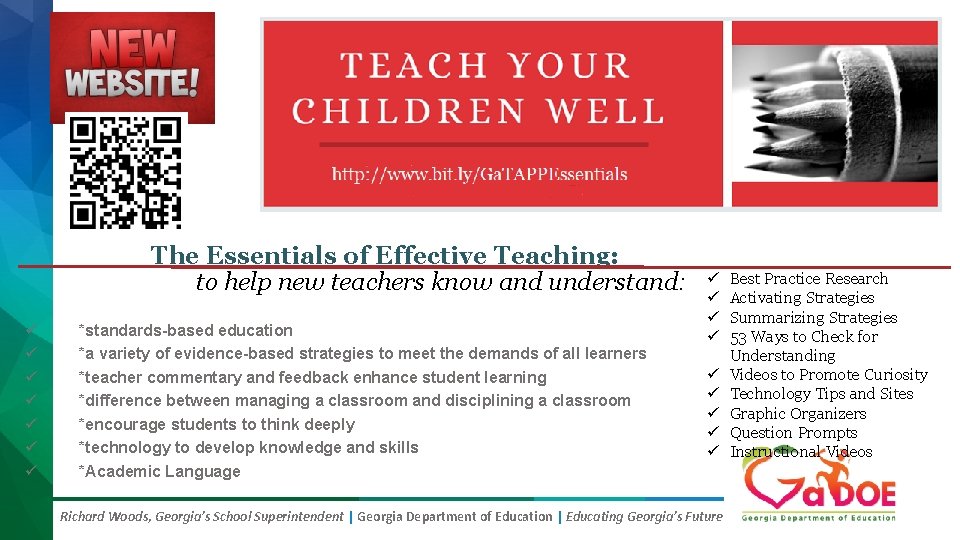 The Essentials of Effective Teaching: to help new teachers know and understand: ü ü