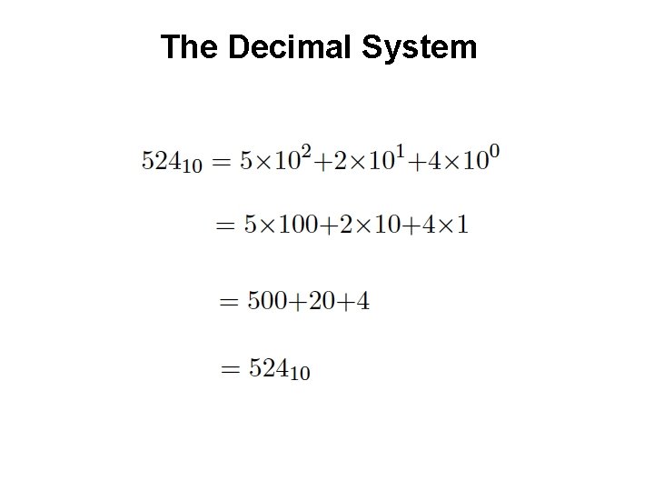 The Decimal System 