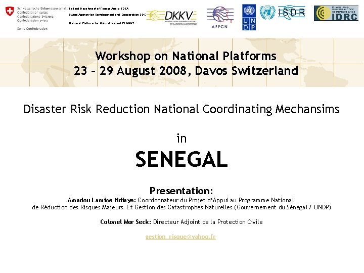 Federal Department of Foreign Affairs FDFA Swiss Agency for Development and Cooperation SDC National