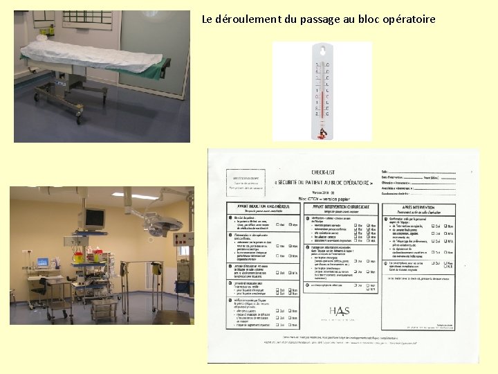 Le déroulement du passage au bloc opératoire 