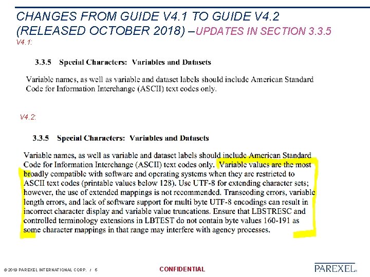 CHANGES FROM GUIDE V 4. 1 TO GUIDE V 4. 2 (RELEASED OCTOBER 2018)
