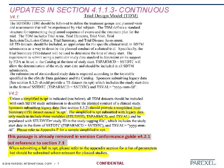 UPDATES IN SECTION 4. 1. 1. 3 - CONTINUOUS V 4. 1: V 4.