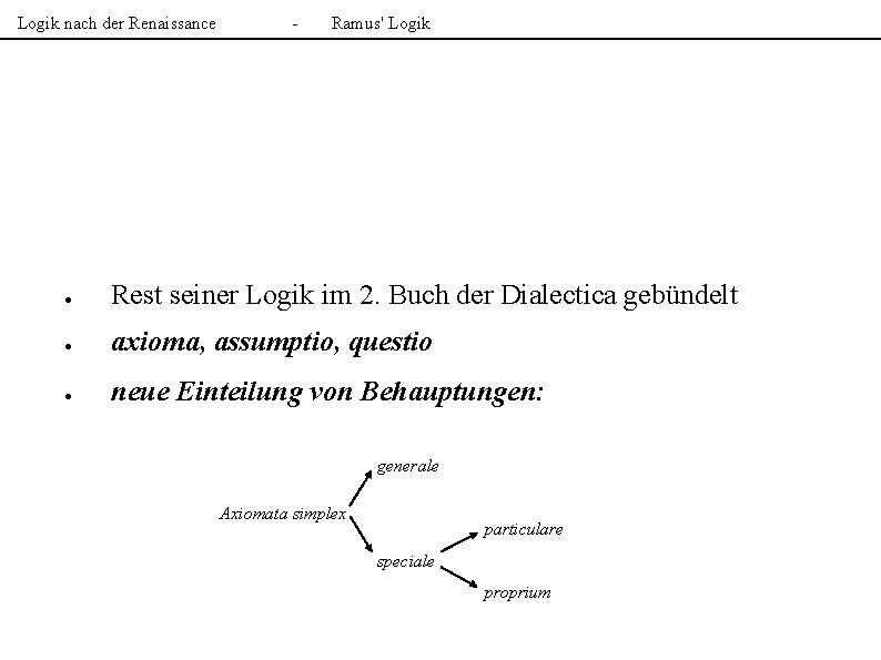 Logik nach der Renaissance - Ramus' Logik ● Rest seiner Logik im 2. Buch