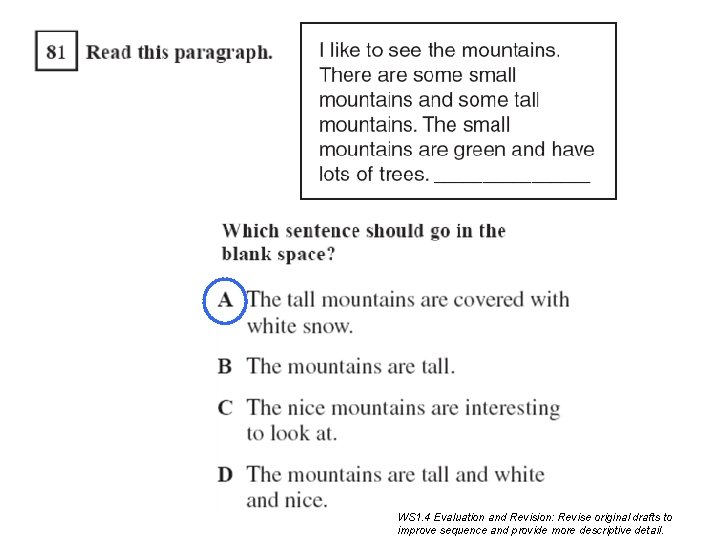 WS 1. 4 Evaluation and Revision: Revise original drafts to improve sequence and provide WS 1. 4 Evaluation and Revision: Revise original drafts to improve sequence and provide