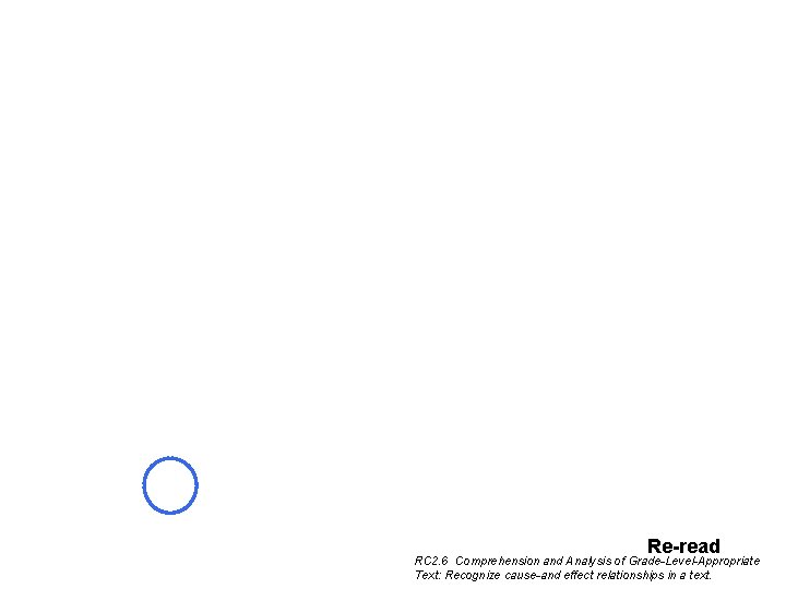 Re-read RC 2. 6 Comprehension and Analysis of Grade-Level-Appropriate Text: Recognize cause-and effect relationships Re-read RC 2. 6 Comprehension and Analysis of Grade-Level-Appropriate Text: Recognize cause-and effect relationships