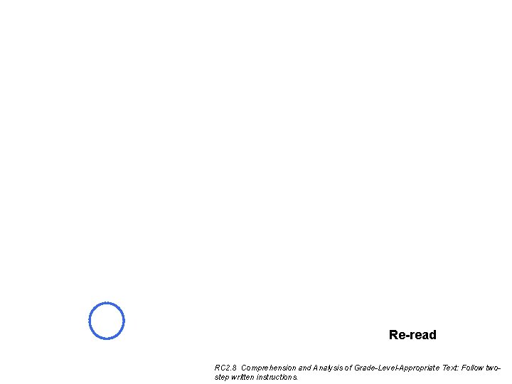 Re-read RC 2. 8 Comprehension and Analysis of Grade-Level-Appropriate Text: Follow twostep written instructions. Re-read RC 2. 8 Comprehension and Analysis of Grade-Level-Appropriate Text: Follow twostep written instructions.