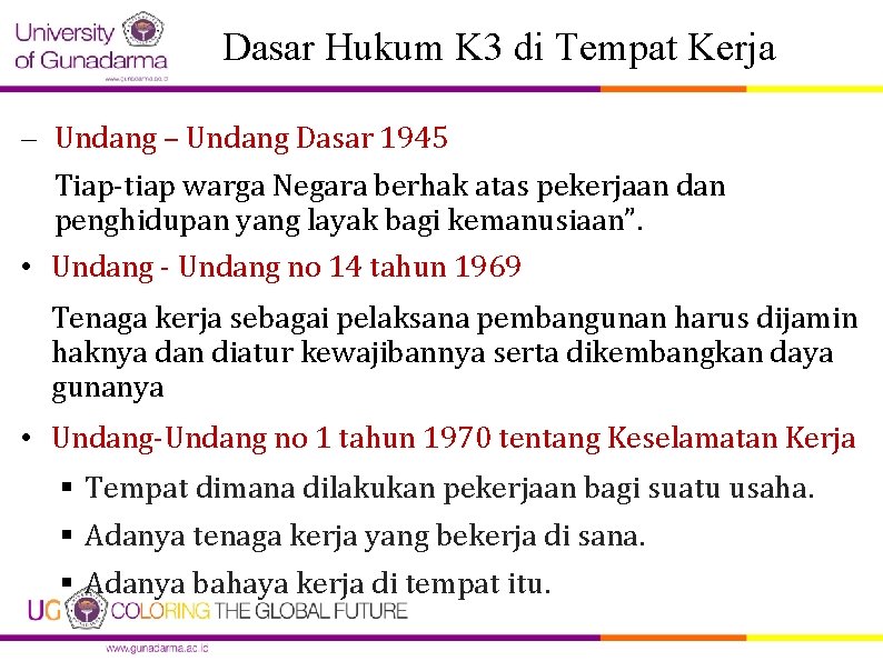 Dasar Hukum K 3 di Tempat Kerja – Undang Dasar 1945 Tiap-tiap warga Negara