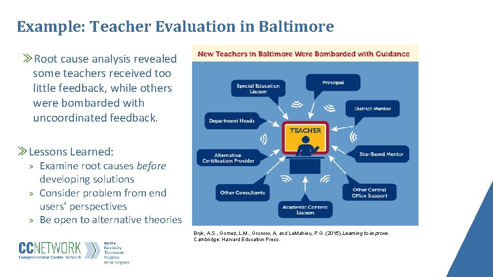 Example: Teacher Evaluation in Baltimore ≫Root cause analysis revealed some teachers received too little