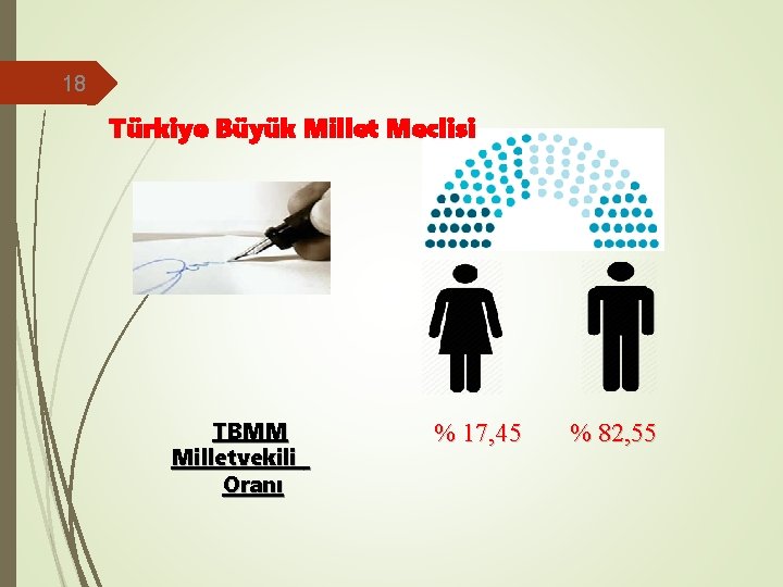 18 Türkiye Büyük Millet Meclisi TBMM Milletvekili Oranı % 17, 45 % 82, 55