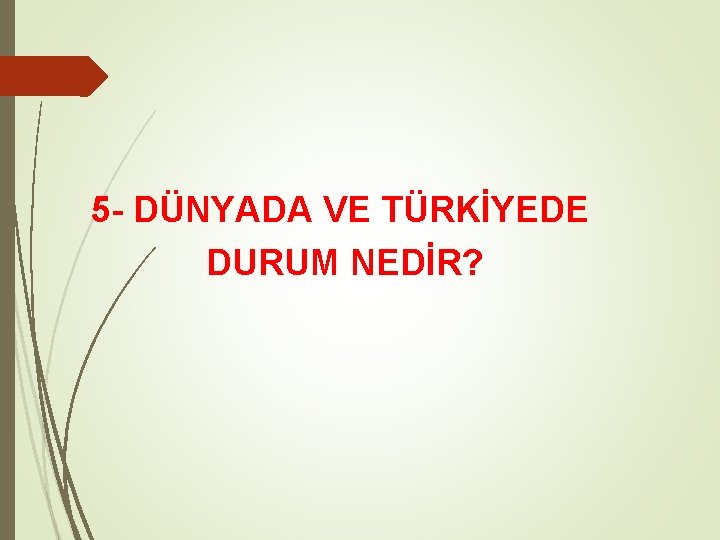 5 - DÜNYADA VE TÜRKİYEDE DURUM NEDİR? 