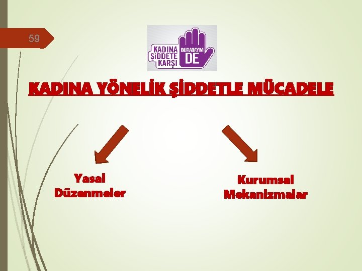 59 KADINA YÖNELİK ŞİDDETLE MÜCADELE Yasal Düzenmeler Kurumsal Mekanizmalar 