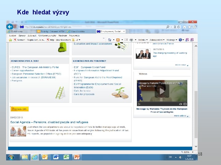 Kde hledat výzvy 18 