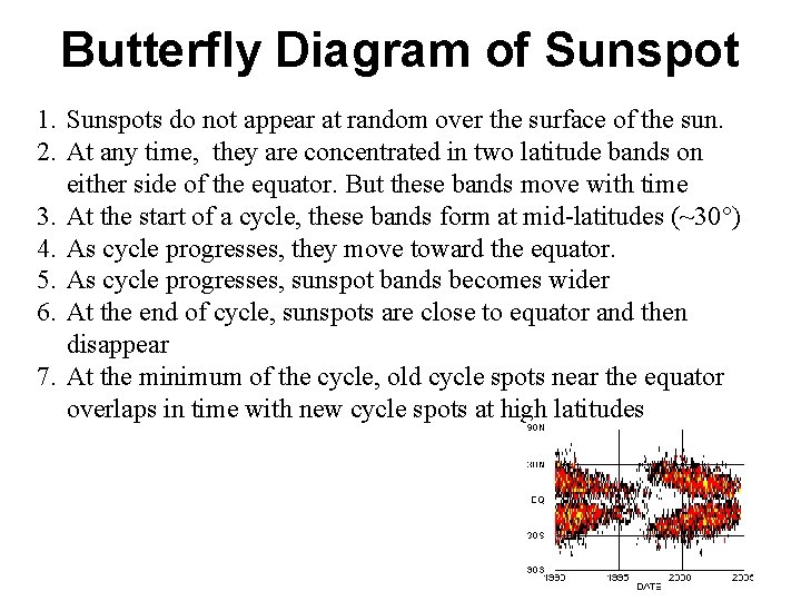 Butterfly Diagram of Sunspot 1. Sunspots do not appear at random over the surface