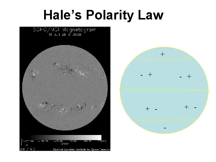 Hale’s Polarity Law + - + + - 