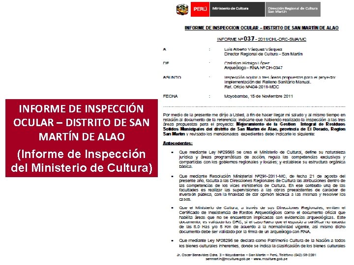 INFORME DE INSPECCIÓN OCULAR – DISTRITO DE SAN MARTÍN DE ALAO (Informe de Inspección