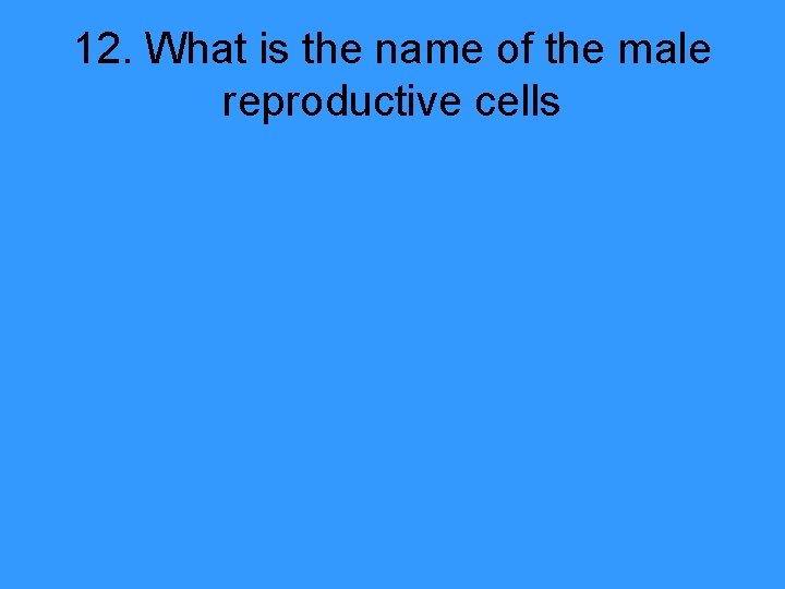 12. What is the name of the male reproductive cells 