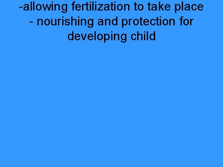 -allowing fertilization to take place - nourishing and protection for developing child 