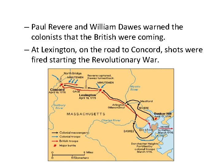 – Paul Revere and William Dawes warned the colonists that the British were coming. – Paul Revere and William Dawes warned the colonists that the British were coming.