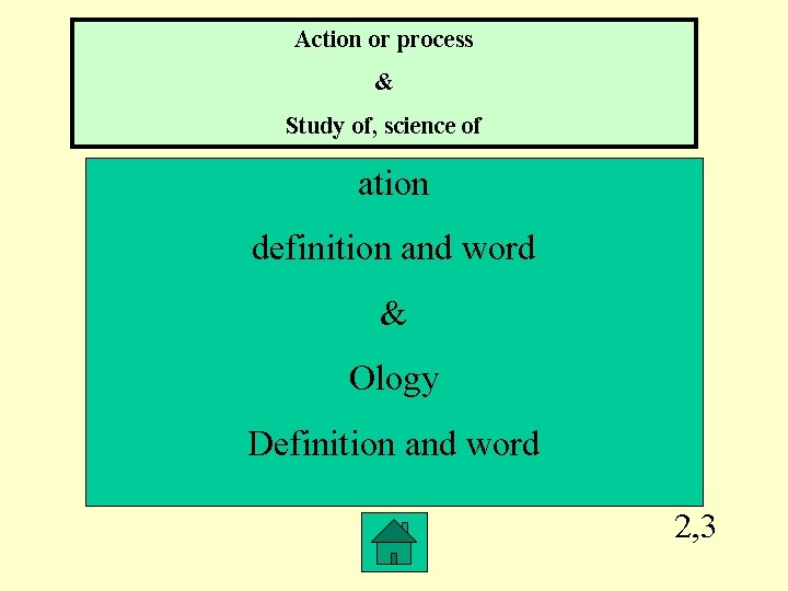 Action or process & Study of, science of ation definition and word & Ology