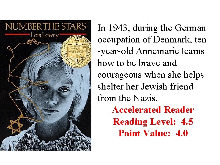 In 1943, during the German occupation of Denmark, ten -year-old Annemarie learns how to